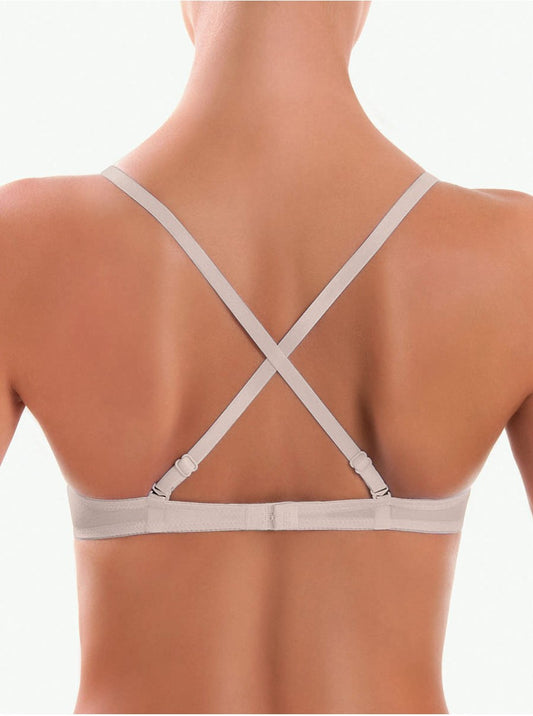 Manufactured by SIéLEI of Italy, this covertible bra is crafted from a lightweight microfiber fabric, offering versatile wear.