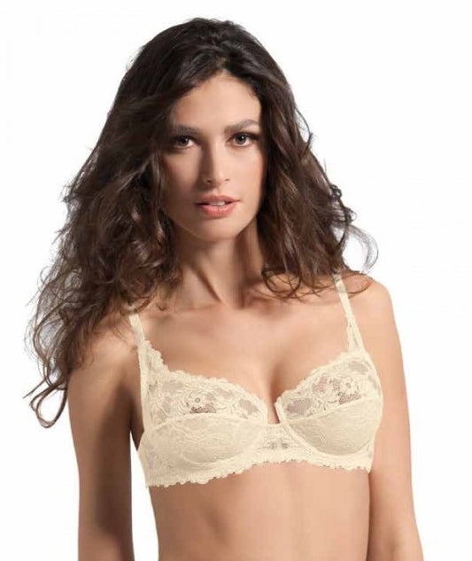 Sielei's Floral Lace Cup Unpadded Bra from Italy offers supportive structure in a lightweight and comfortable design.