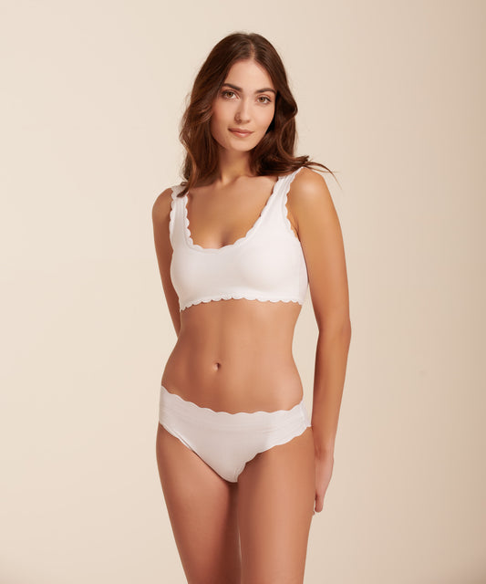 Scalloped Laser Cut Cotton Bralette
