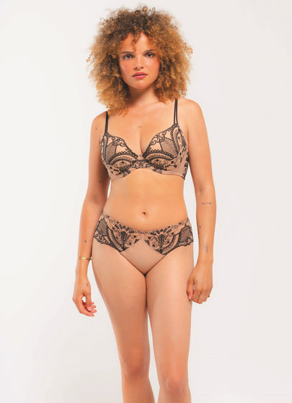 Sophisticated and luxuriously embroidered push-up bra and panties from the Kant line by Louisa Bracq from France. at DiModa Lingerie Toronto.