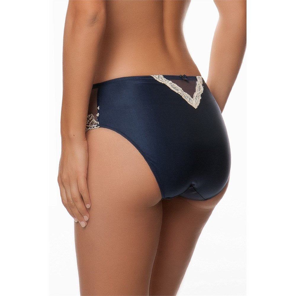 Navy Blue Lace Panties Luxury Satin Lingerie Gift for Her Ladies