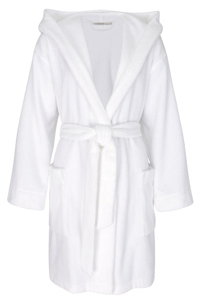 Hooded cotton short bathrobe Féraud Paris at Di Moda Lingerie.