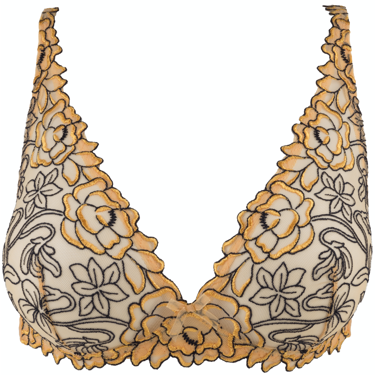 The Louisa Bracq non-wired bra from the Infinite line employs floral embroidery in an evocative manner, simulating the effect of a pencil tracing repetitive patterns. To complement this, a honeycomb mesh was used to accentuate the cup's background and infuse it with a luxurious aesthetic.