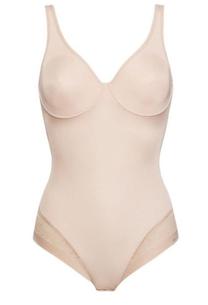 This bodysuit from SIéLEI Italy's Flower line is crafted from a lightweight poly material with contemporary lace inserts on the leg-lines for stylish support and comfort.