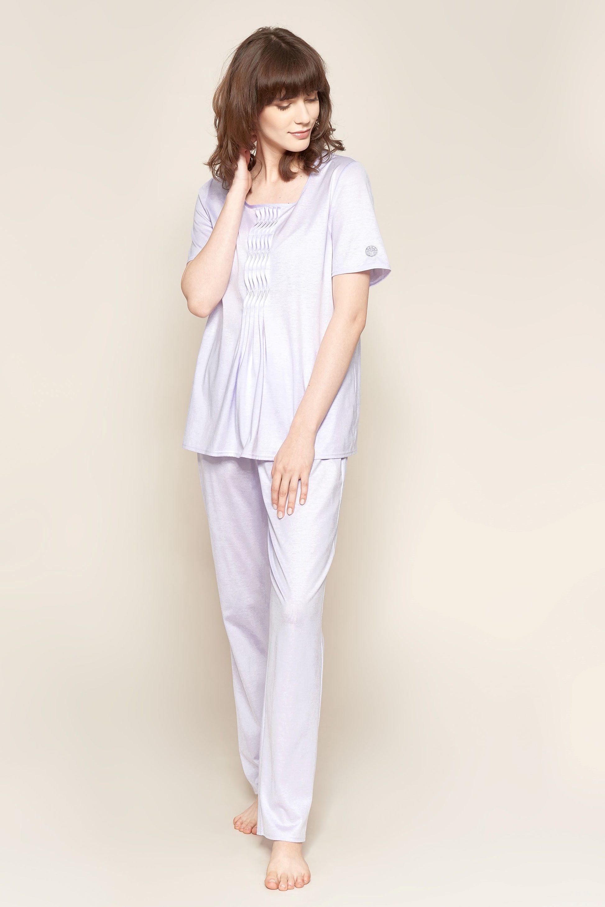 Angular Pleated Cotton Pajama Set Féraud Paris
