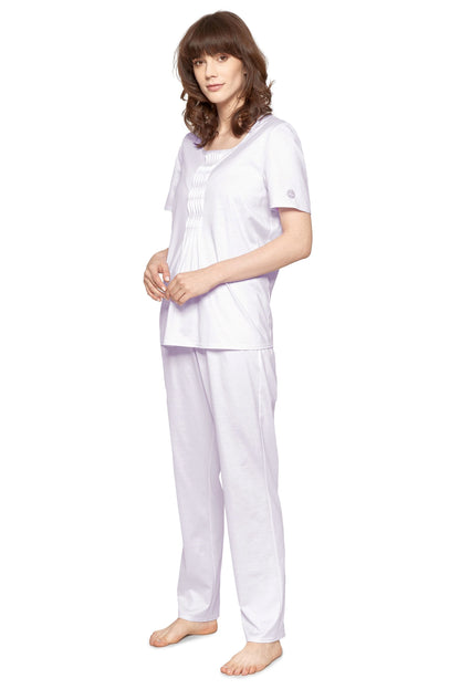 This 100% cotton single-jersey pajama set from Féraud Paris' High Class line is luxuriously soft and lightweight, featuring angular pleats on the front. 