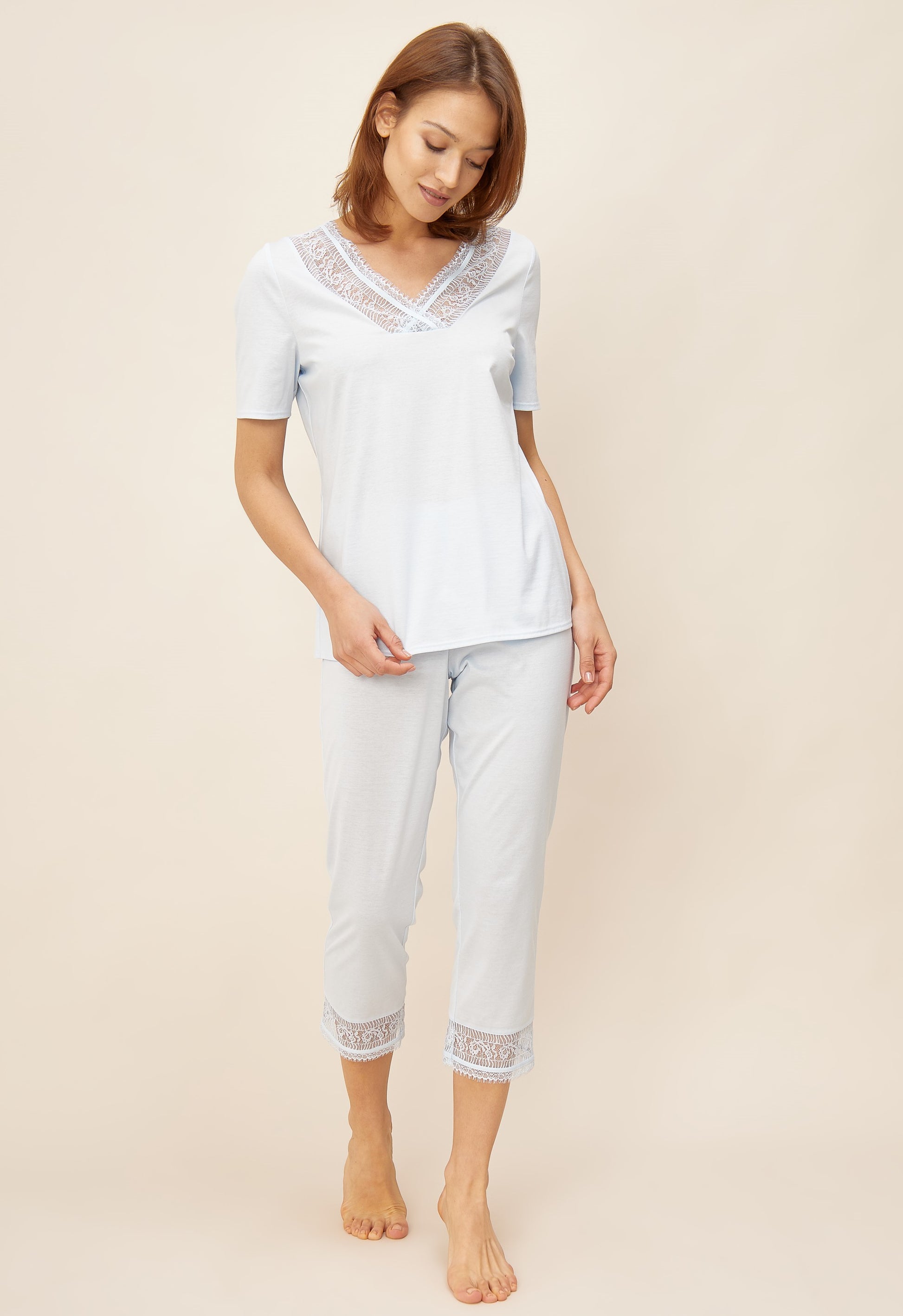 Lux Lace Cotton Capri Pajama Set
