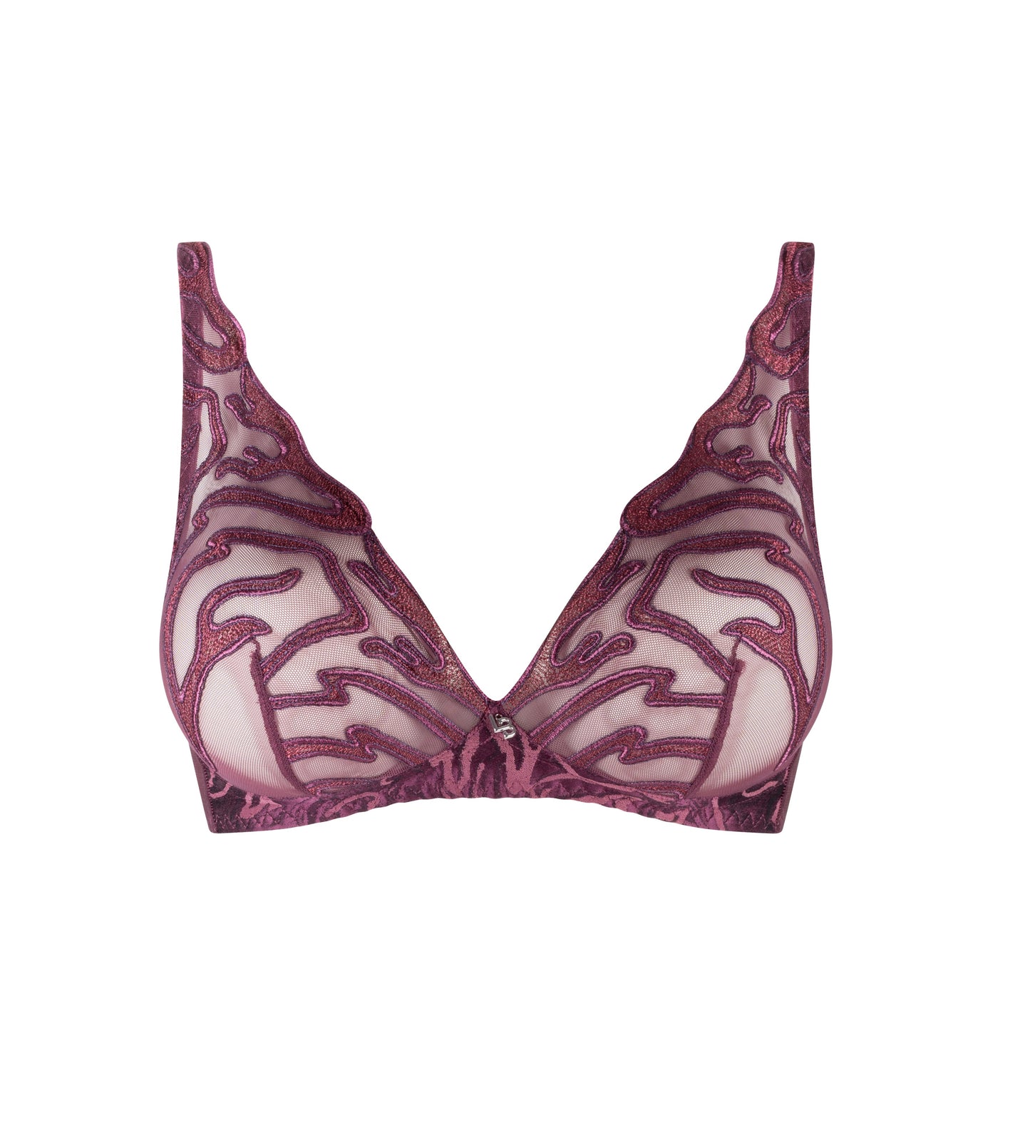 Front of the Vortex Embroidery Wireless Bralette from Louisa Bracq