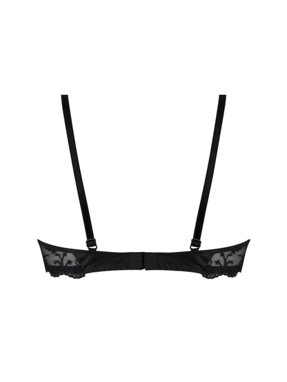 Black bra with thin straps on a white background