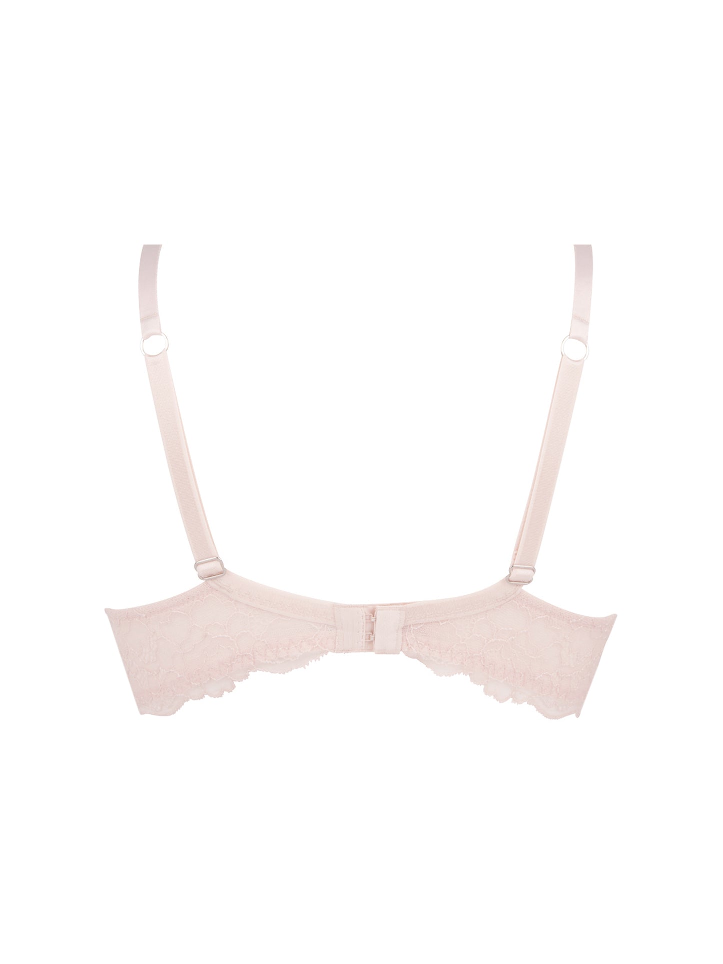 Picture of the back of the Sublime En Dentelle Demi Cup Bra in rose colour.