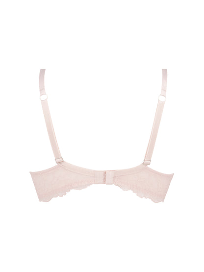 Picture of the back of the Sublime En Dentelle Demi Cup Bra in rose colour.