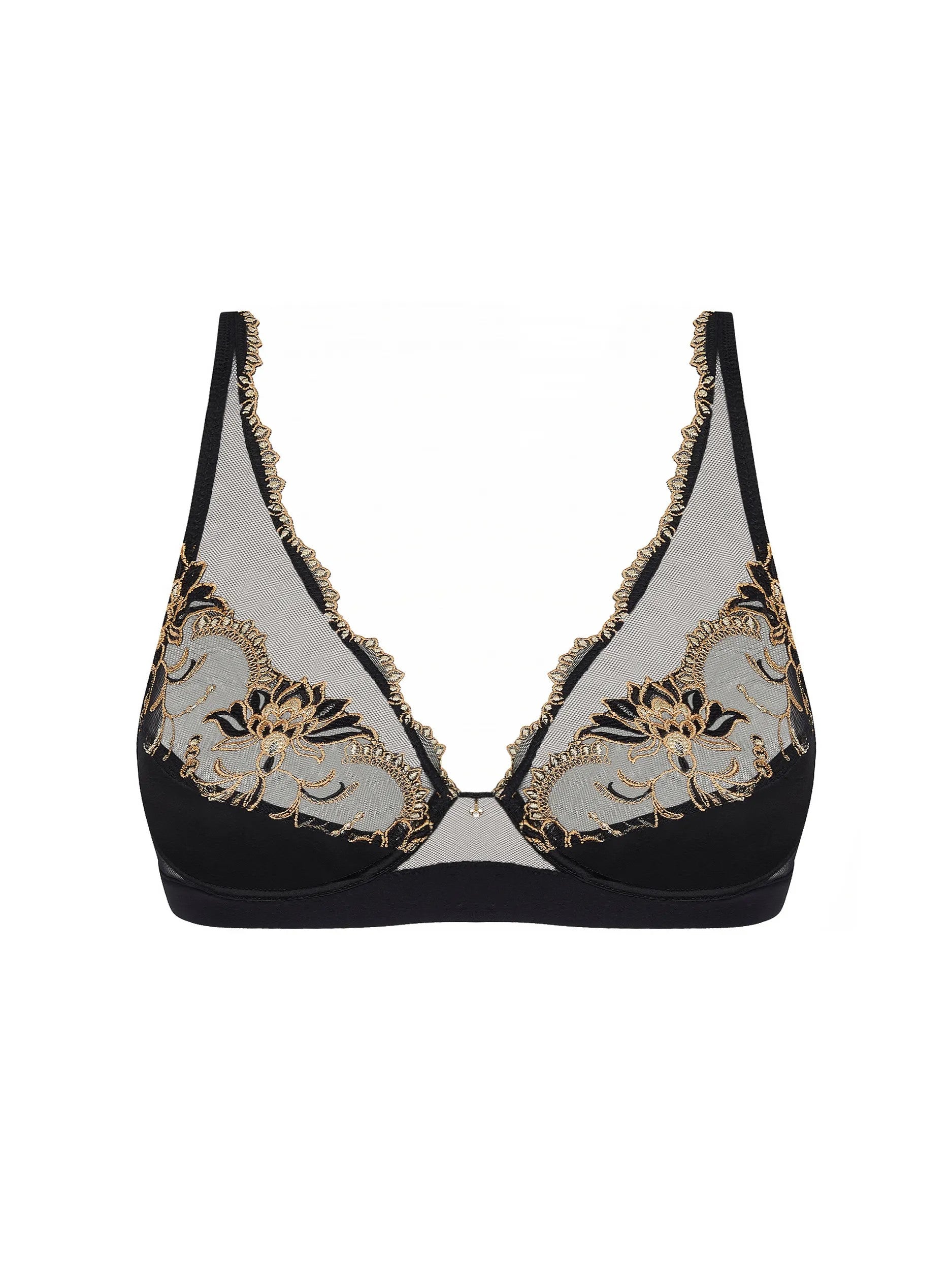 Eblouissante Icone Glam Triangle silk bra by Lise Chrmel.