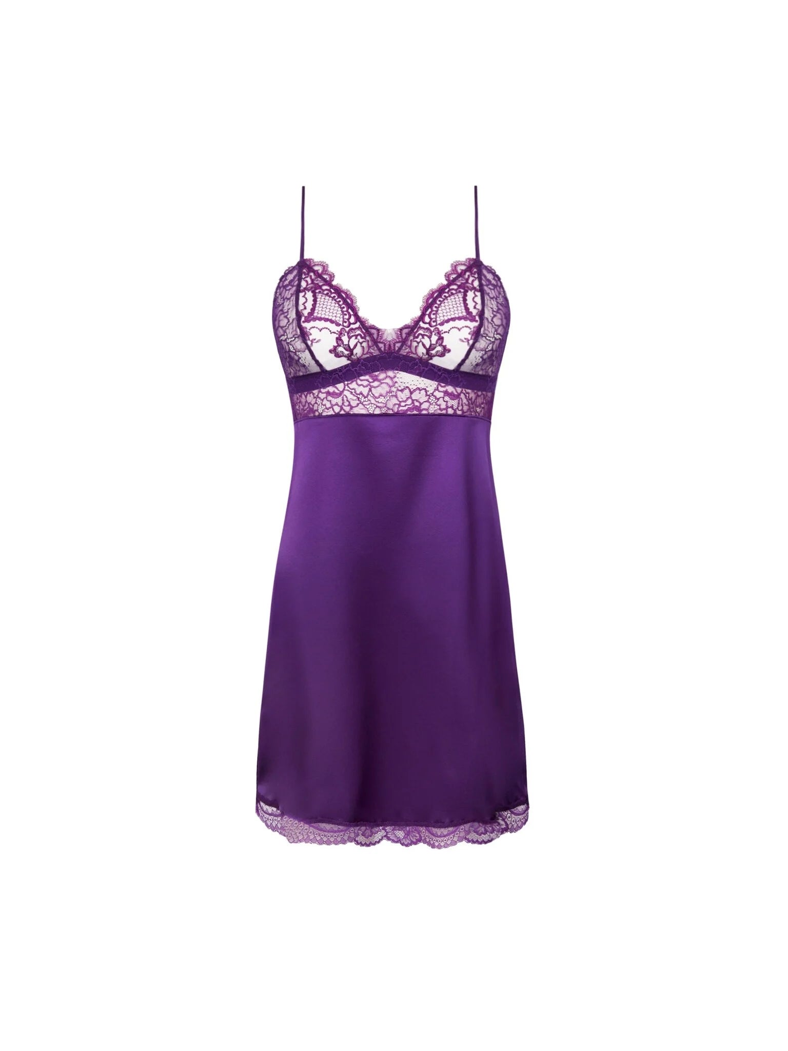 Women is wearing Sublime En Dentelle Silk Chemise full picture Sublime Iris colour