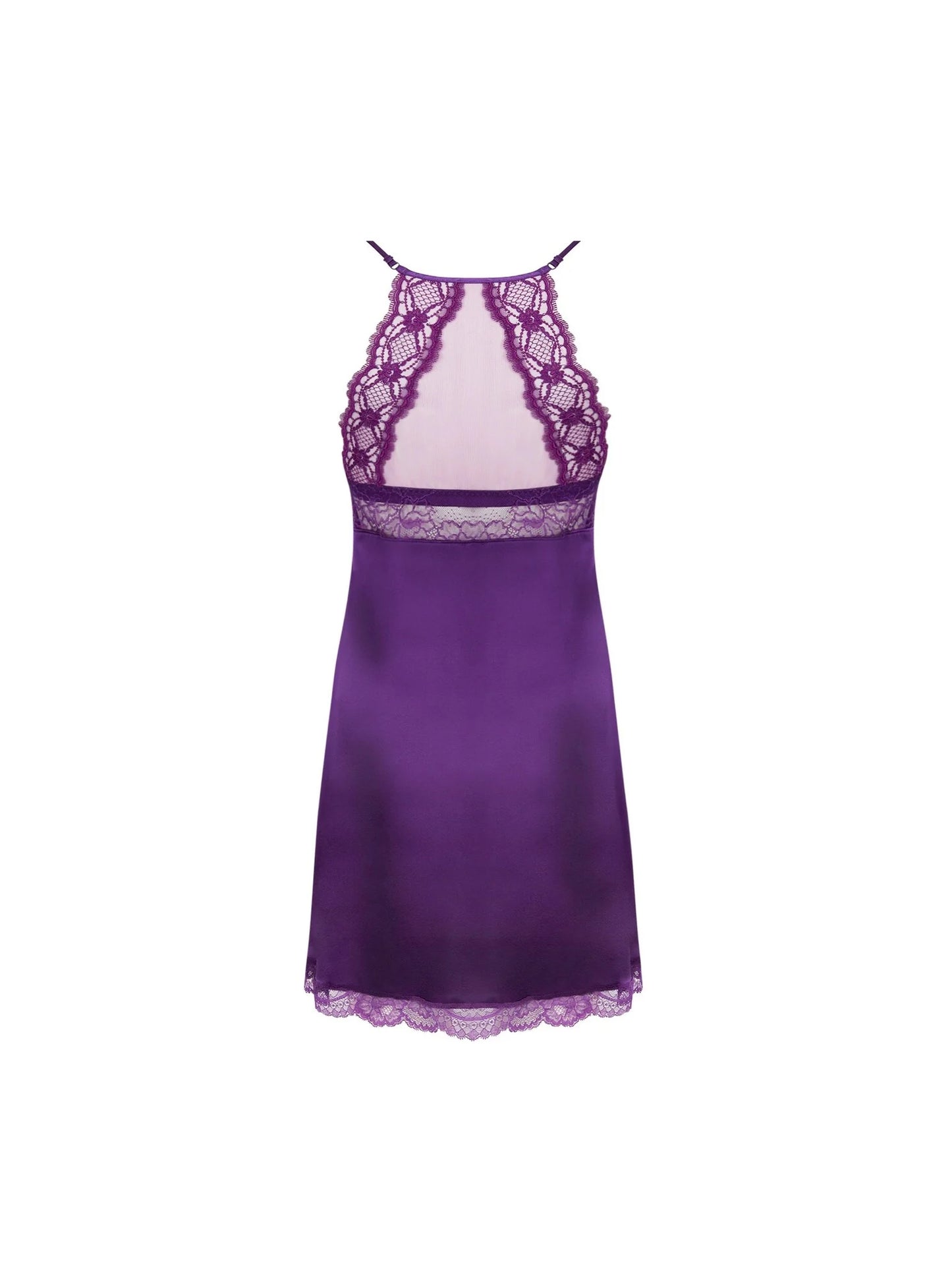 Women is wearing Sublime En Dentelle Silk Chemise full picture on the back Sublime Iris colour