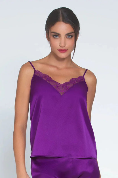 Women is wearing Sublime En Dentelle Silk Camisole from Lise Charmel front picture