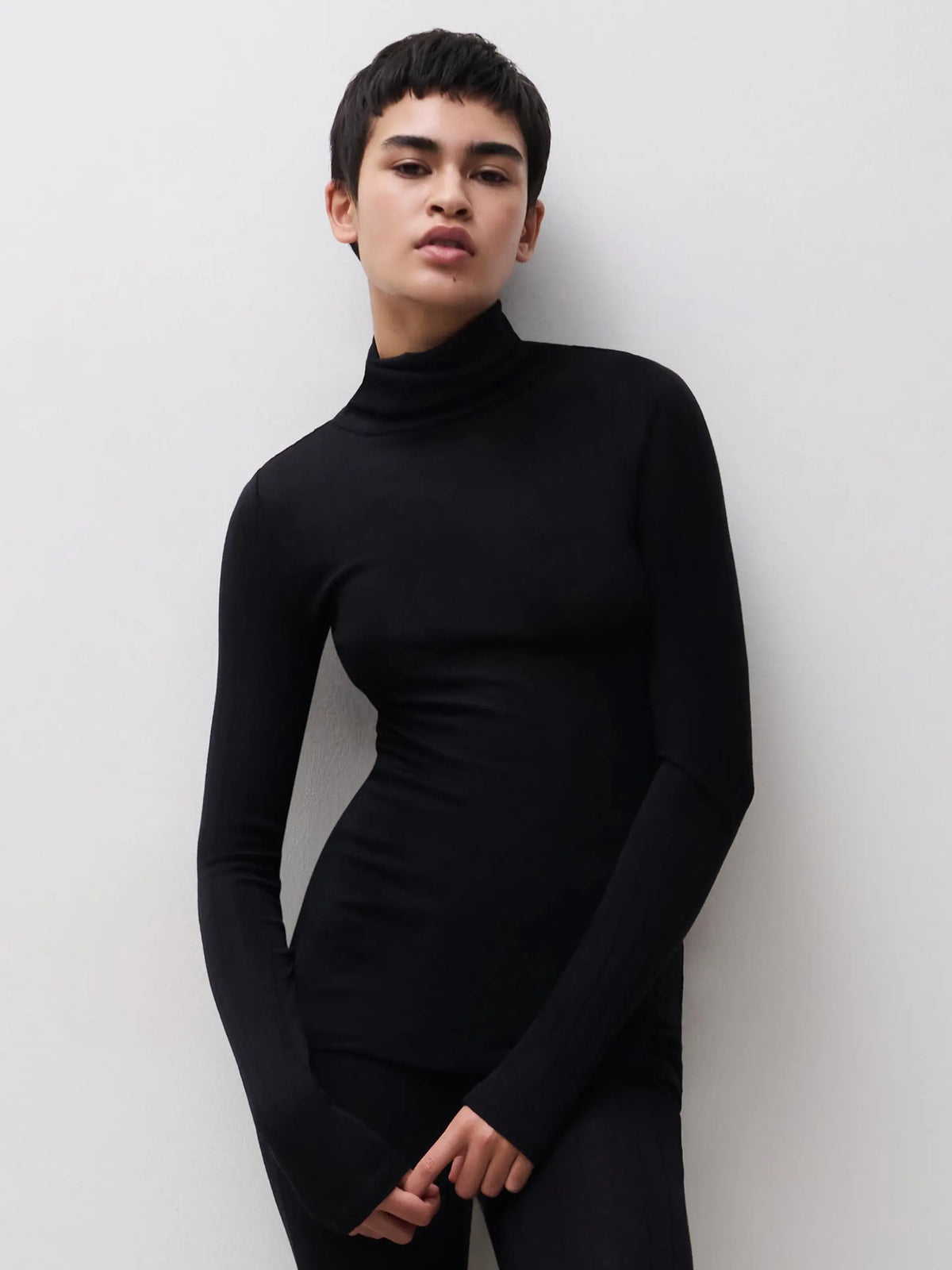 THERMO COMFORT Wool‑Silk Turtleneck Top