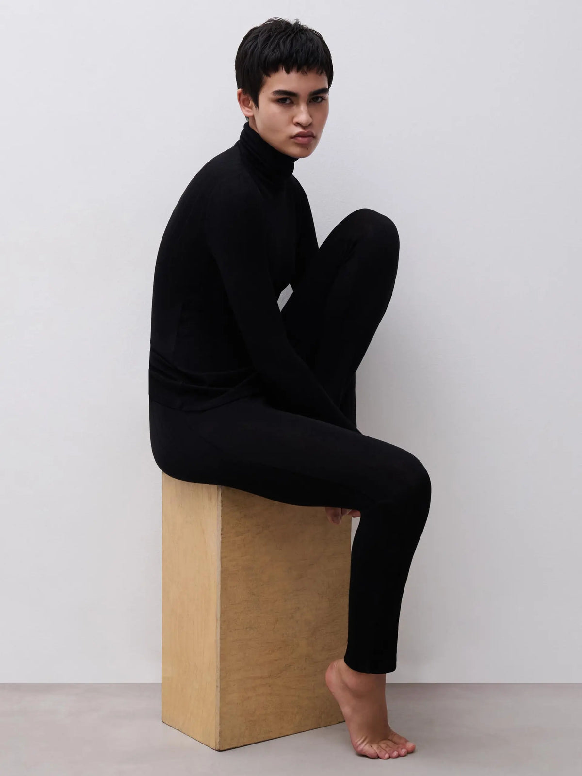 THERMO COMFORT Wool‑Silk Turtleneck Top