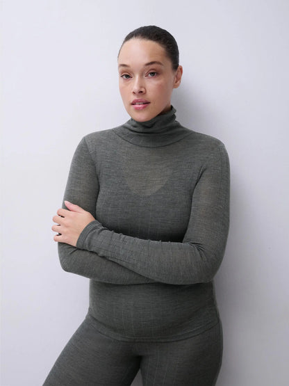 THERMO COMFORT Wool‑Silk Turtleneck Top