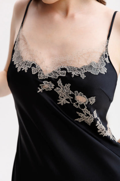 Caudry Lace Long Silk Slip Dress