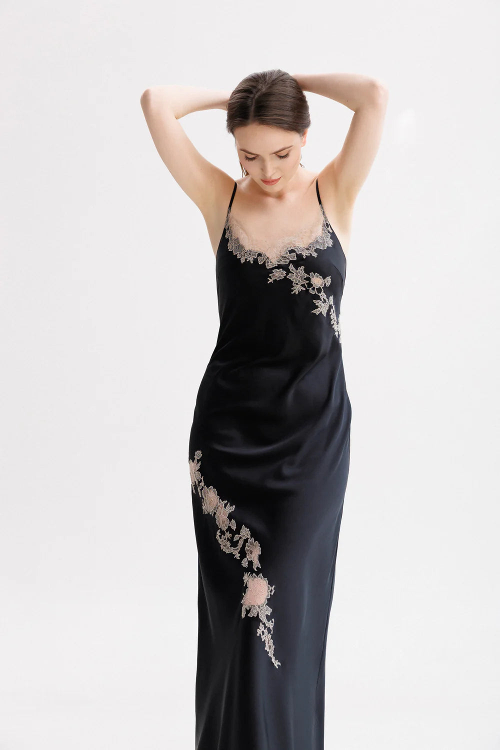Caudry Lace Long Silk Slip Dress