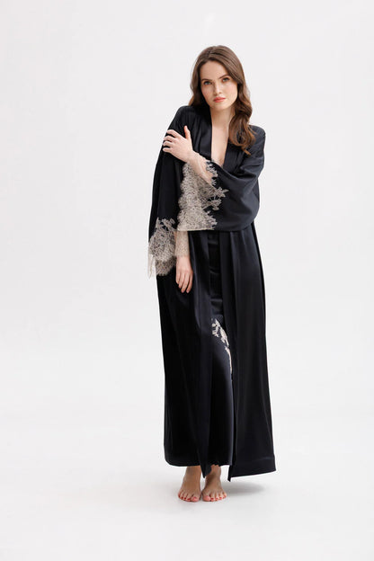 Caudry Lace Long Silk Kimono