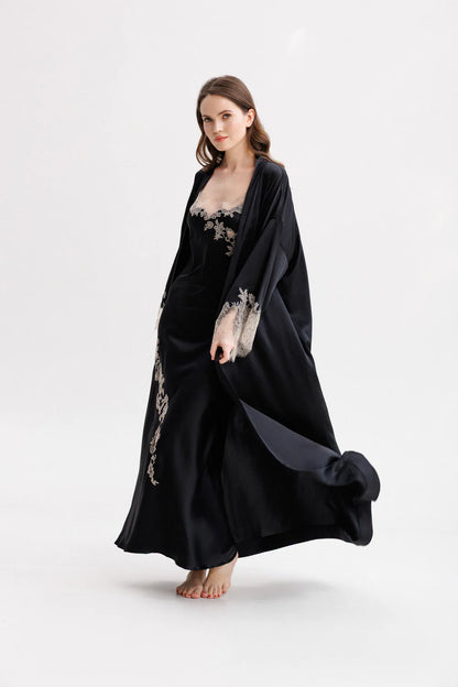 Caudry Lace Long Silk Kimono