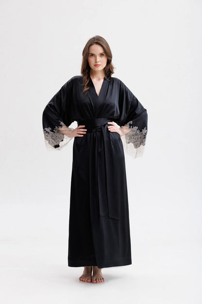 Caudry Lace Long Silk Kimono