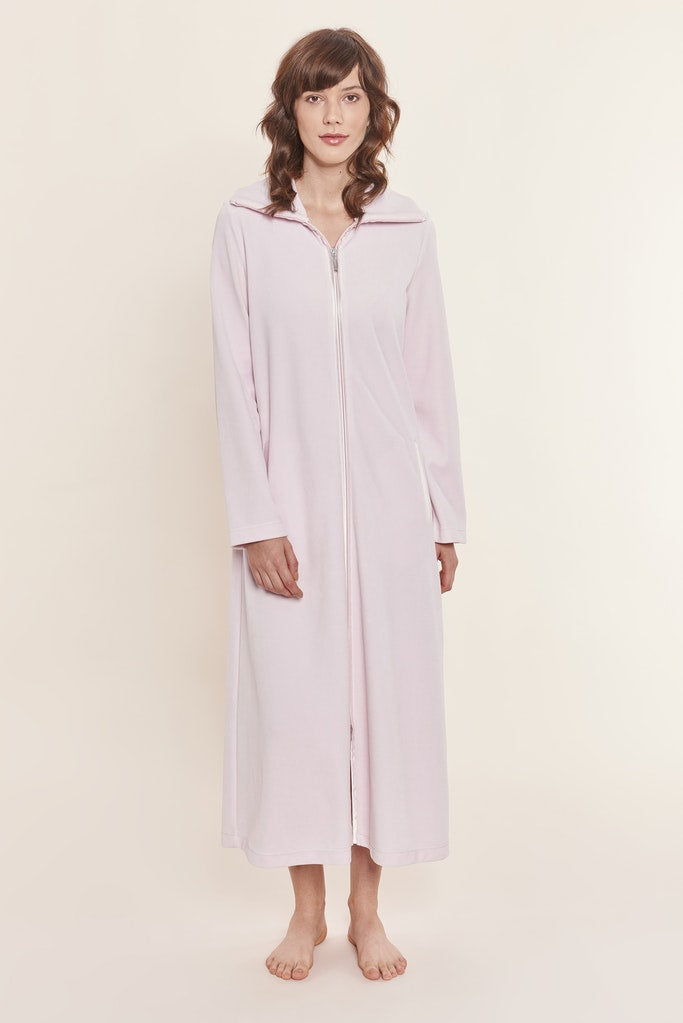 Full front of the Cotton Dressing Gown with Zipper from Feraud Paris