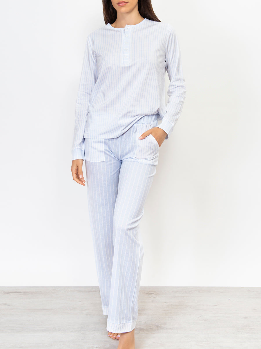 Long Sleeve Cotton Striped Pajamas Set