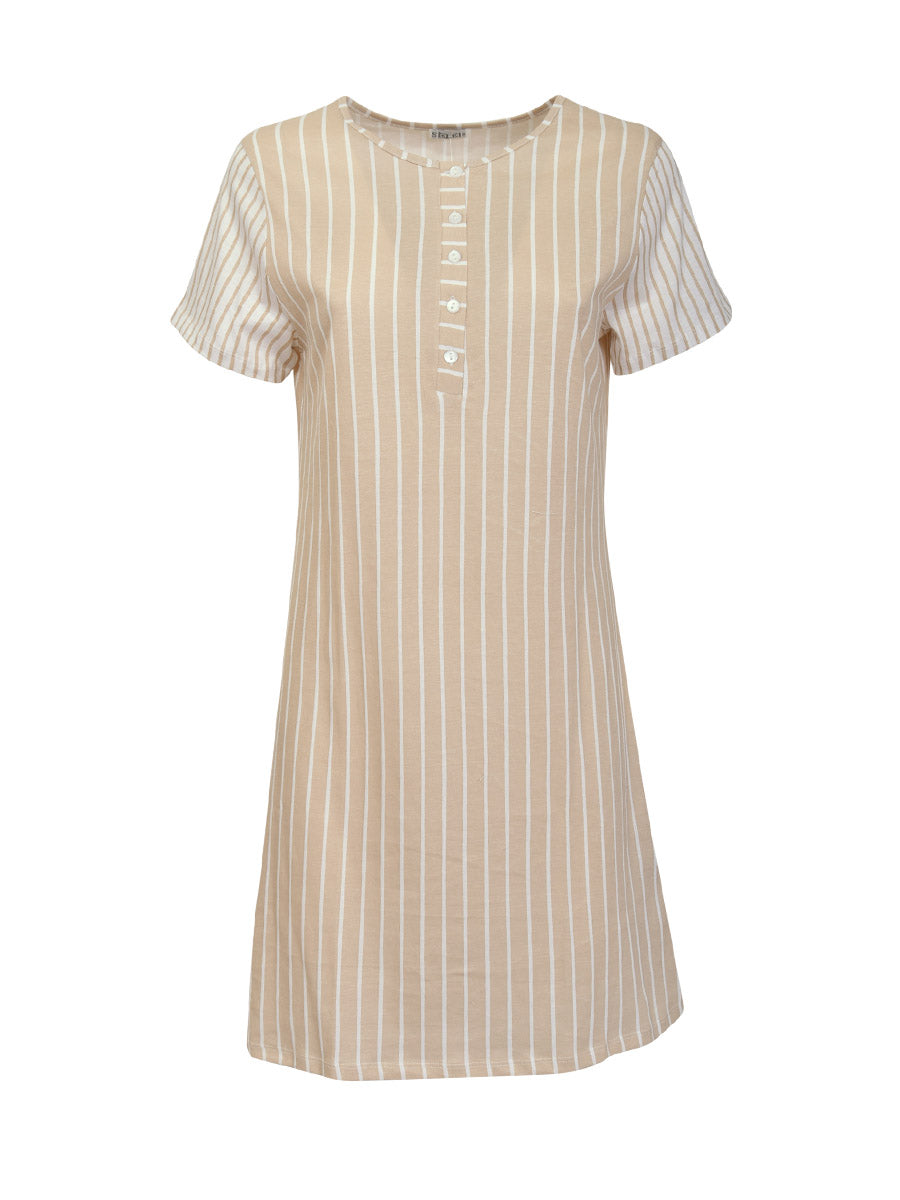 Thin Cotton Striped Nightgown