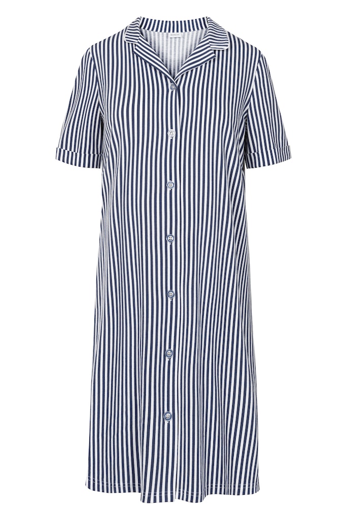 Smart Casual Cotton Button-up Short Sleeve Nightgown front picture