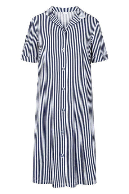 Smart Casual Cotton Button-up Short Sleeve Nightgown front picture