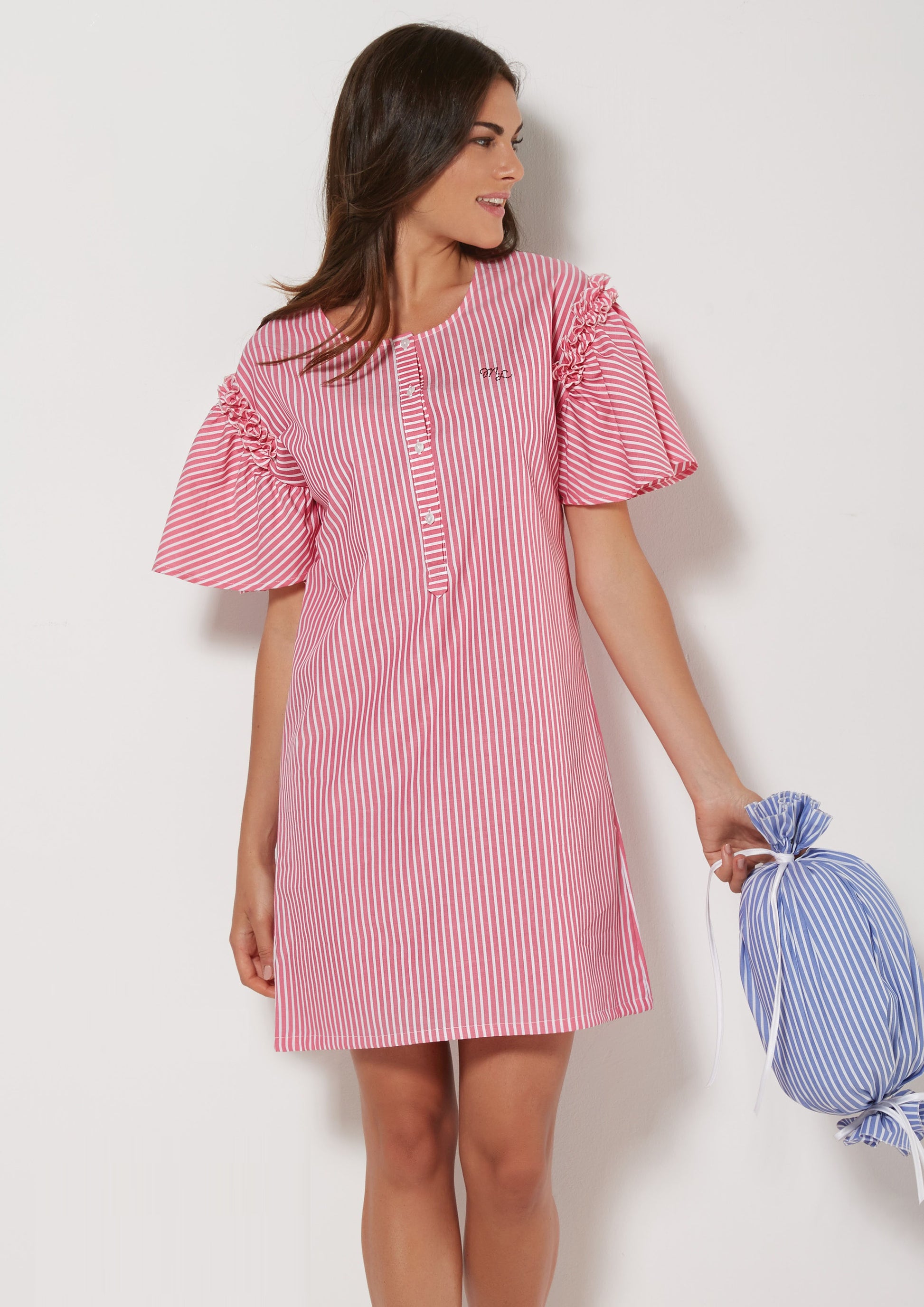 Stylish Striped Cotton Nightgown