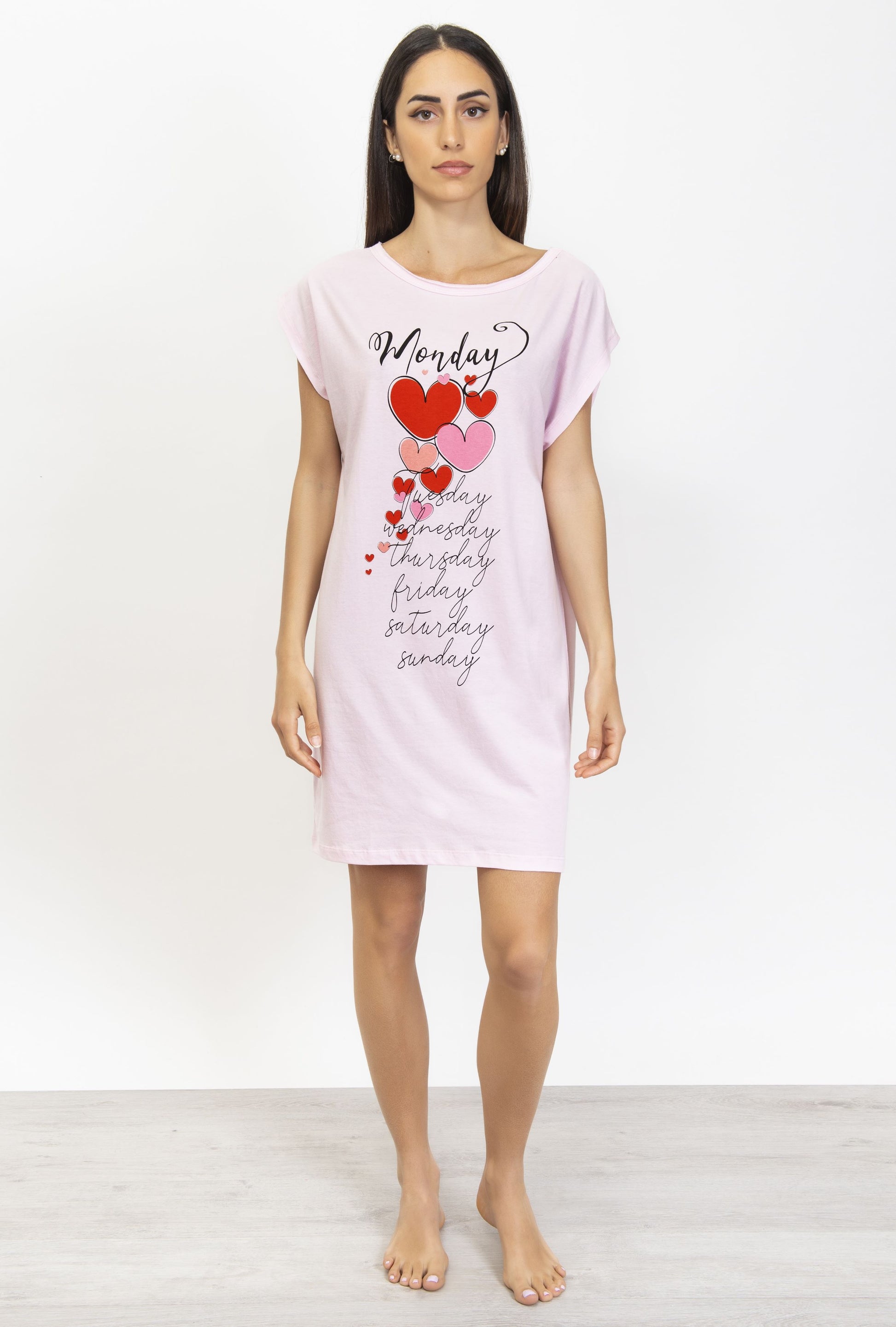 Hearts Print Cotton Short Dress
