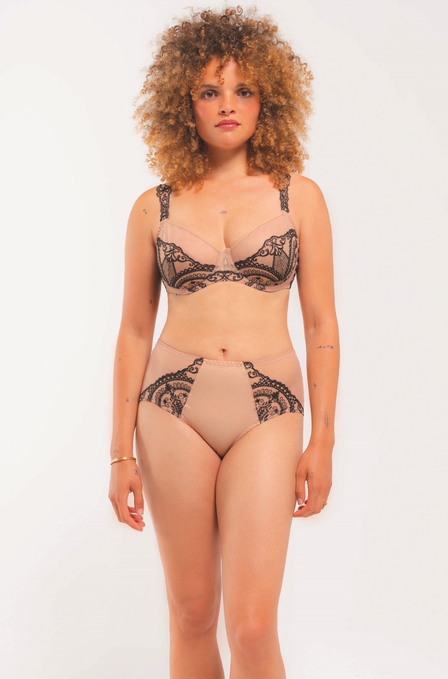 Sophisticated and luxuriously embroidered full brief panties and bra from the Kant line by Louisa Bracq from France at DiModa Lingerie Toronto.