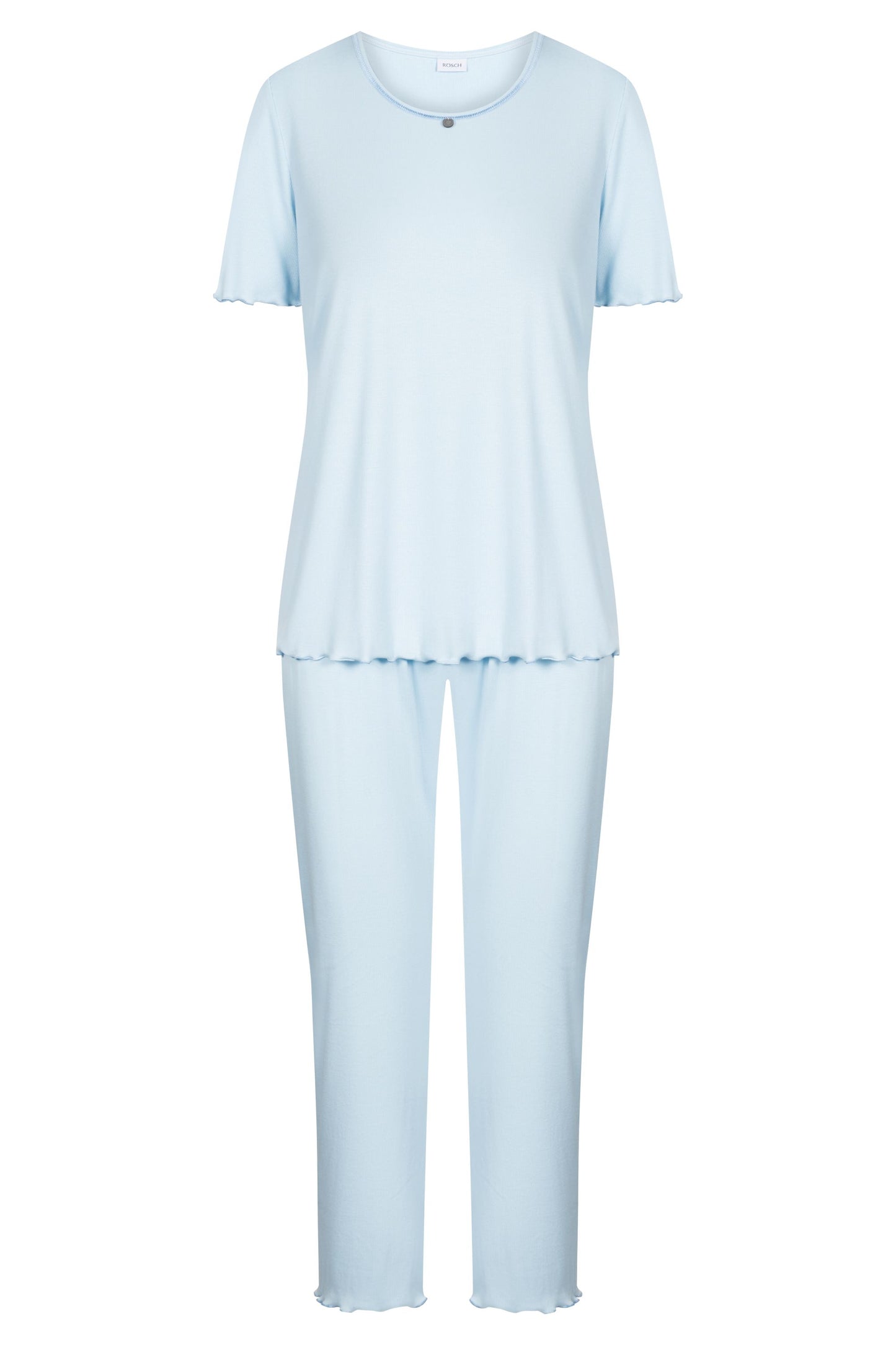 This smart casual pajama set from Rösch is composed of a light, soft, and elastic fine-rib fabric, a combination of cotton and modal that provides breathability, smoothness, and durability. The combination of the two fibers offers superior thermal regulation and superior comfort during sleep, as well as full freedom of movement for a precise fit.