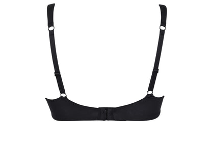 Black wireless spacer cup bra from the Plus line by SIéLEI from Italy.