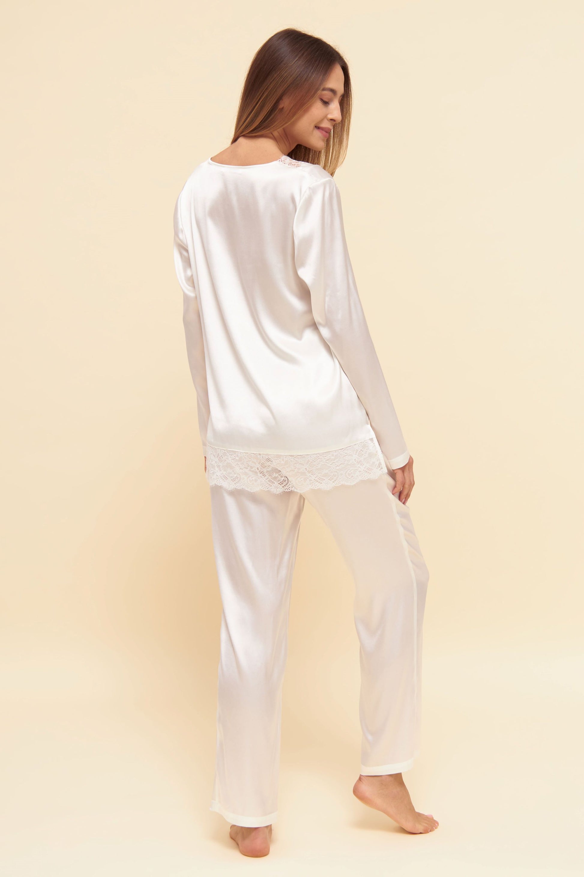  STJDM Nightgown,Spring Satin Pajama Women Summer Solid White  Elegant Pyjama Set Sleepwear Nightwear XL Beige : Clothing, Shoes & Jewelry