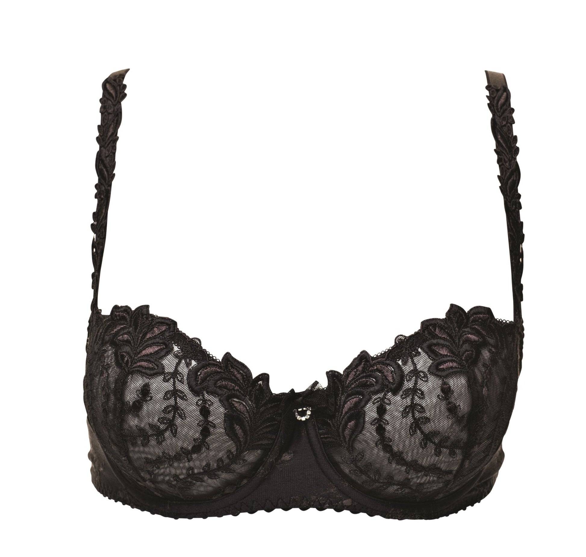 Embellished with a detailed flower embroidery, the Balconette Bra from Louisa Bracq's Lys Royal line boasts a combination of garlands of small leaves and sheer tulle for a subtle, sensuous style. 