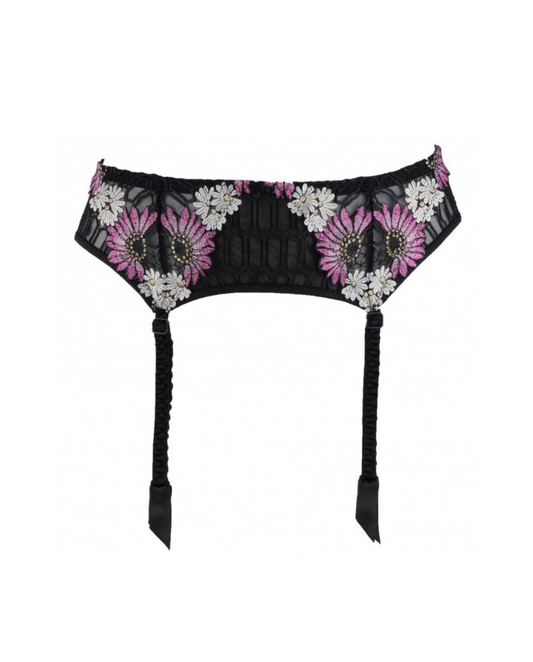 Louisa Bracq garter belt from the Flower Power line features luxurious embroidery, exclusively at Di Moda Lingerie.