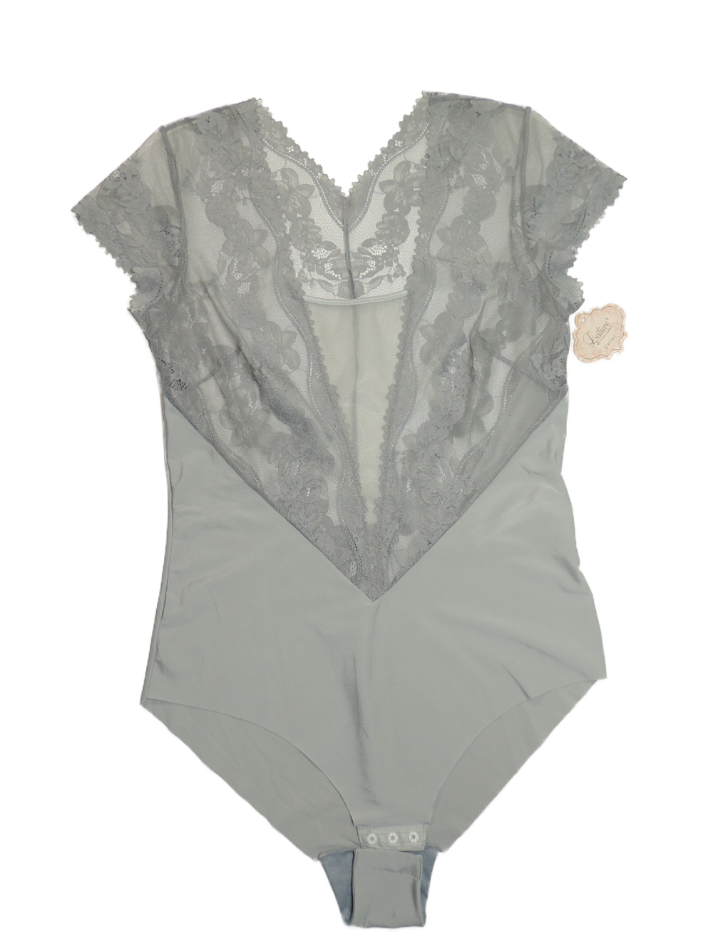 Women Deep V-neck Lace Floral Bodysuit See Through Plunge Lingerie  Crotchless Underwear