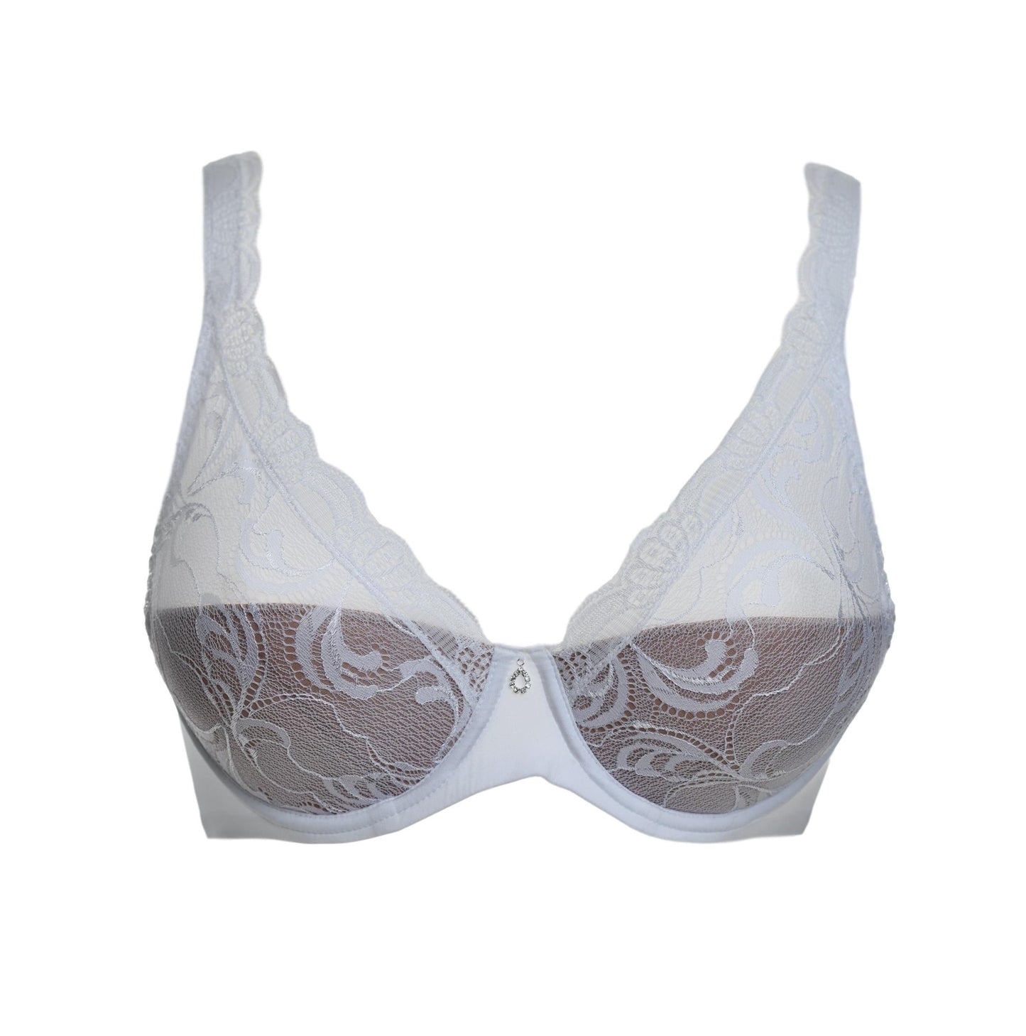 The Savoir Faire line from Leilieve features this lace bra for an ideal fit and comfort from its meticulous construction. The cups have been designed with light padding (about 2mm) attached only to the underwire and overlaid with Italian flat lace, detaching the cups for unrestricted movement while minimizing the fabric's transparency.