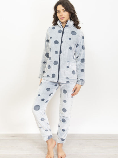 Long sleeve and long pants plush pajamas set with bubble designed fabric by SIeLEI from Italy