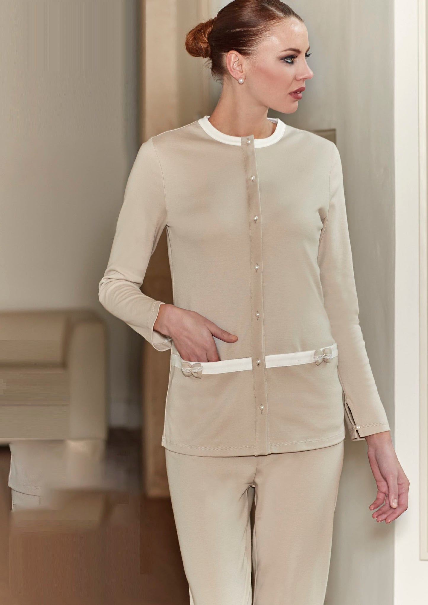 Luxury long sleeve & pants cotton pajamas set by DiBen Llingerie from Italy