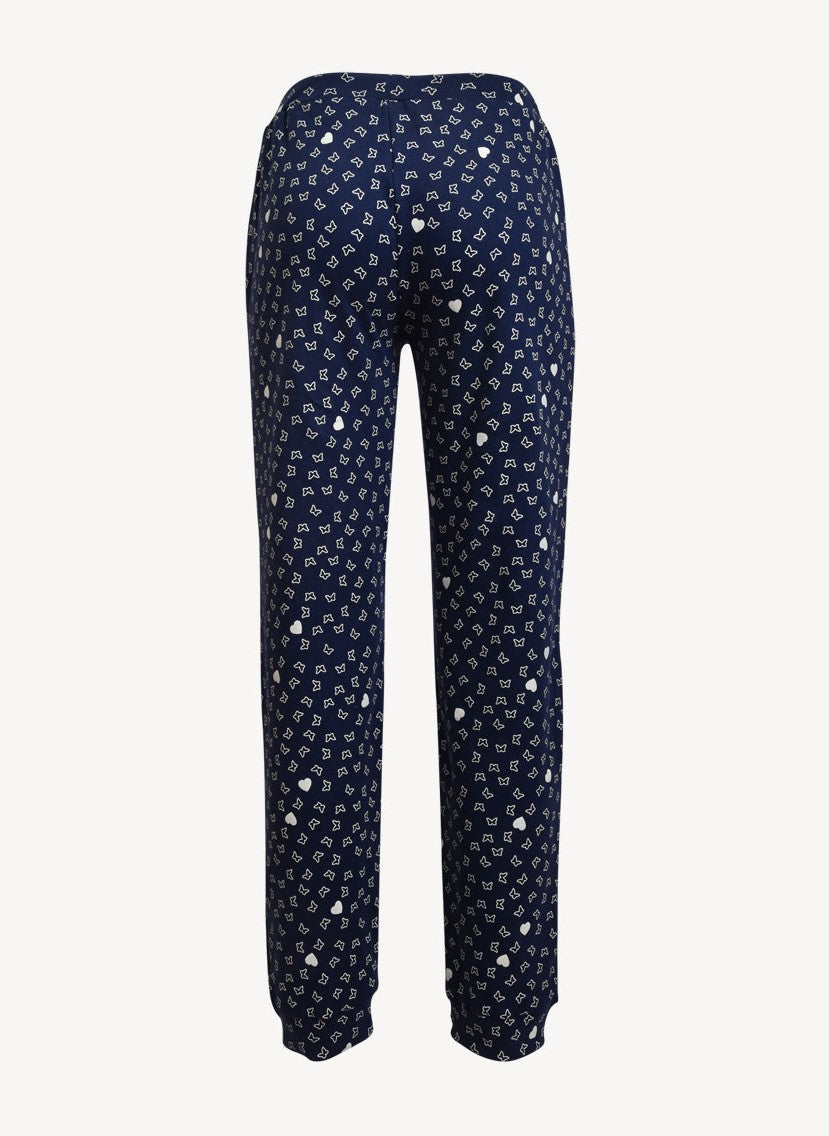 Navy Blue Long Sleeve & Pants Cotton Pajamas Set by SIeLEI Italy 