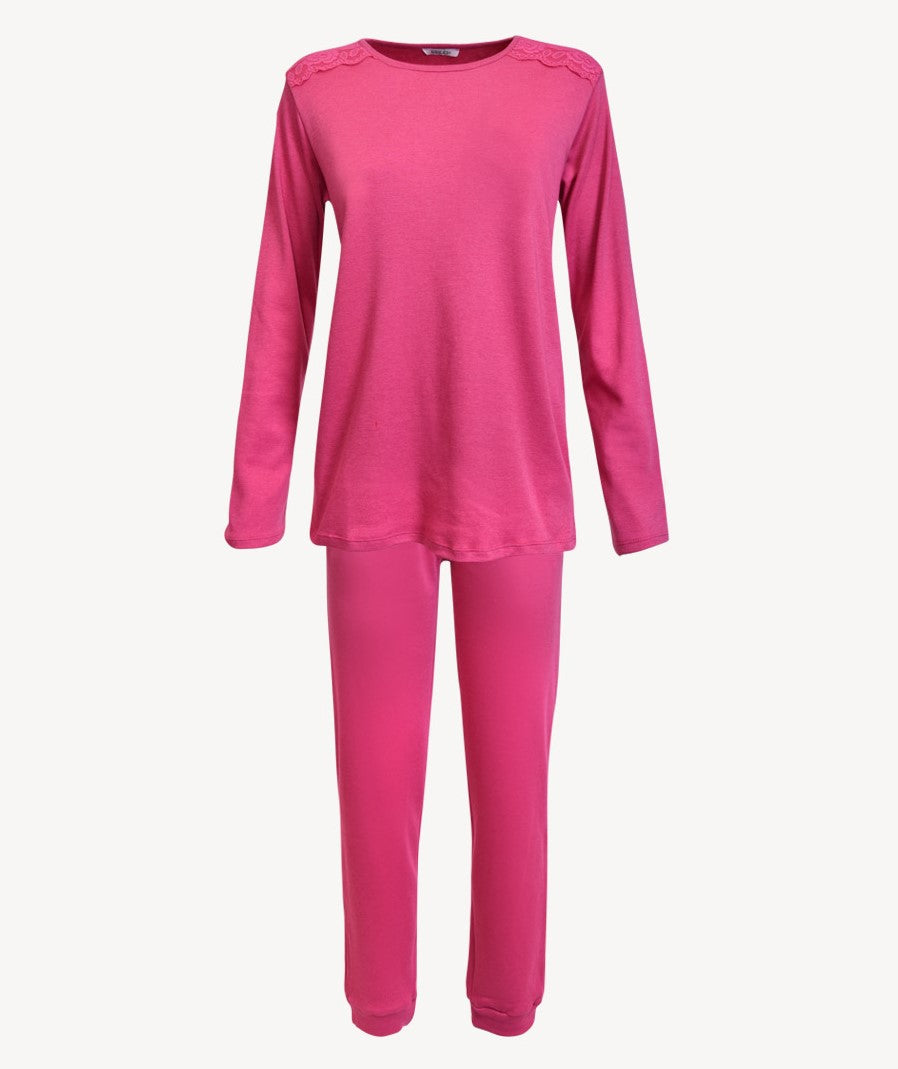 Fucchsia Long Sleeve & Pants Cotton Pajamas Set by SIeLEI Italy